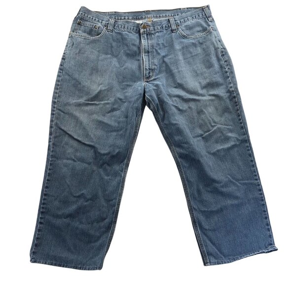 Carhartt Men's Jeans 42x30 Hemmed to 42x25 Relaxed Fit Blue Straight Leg - Picture 1 of 13